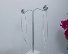 Arc Threader Earrings 925 Sterling Silver, Handmade Women Long Dangle Earrings
