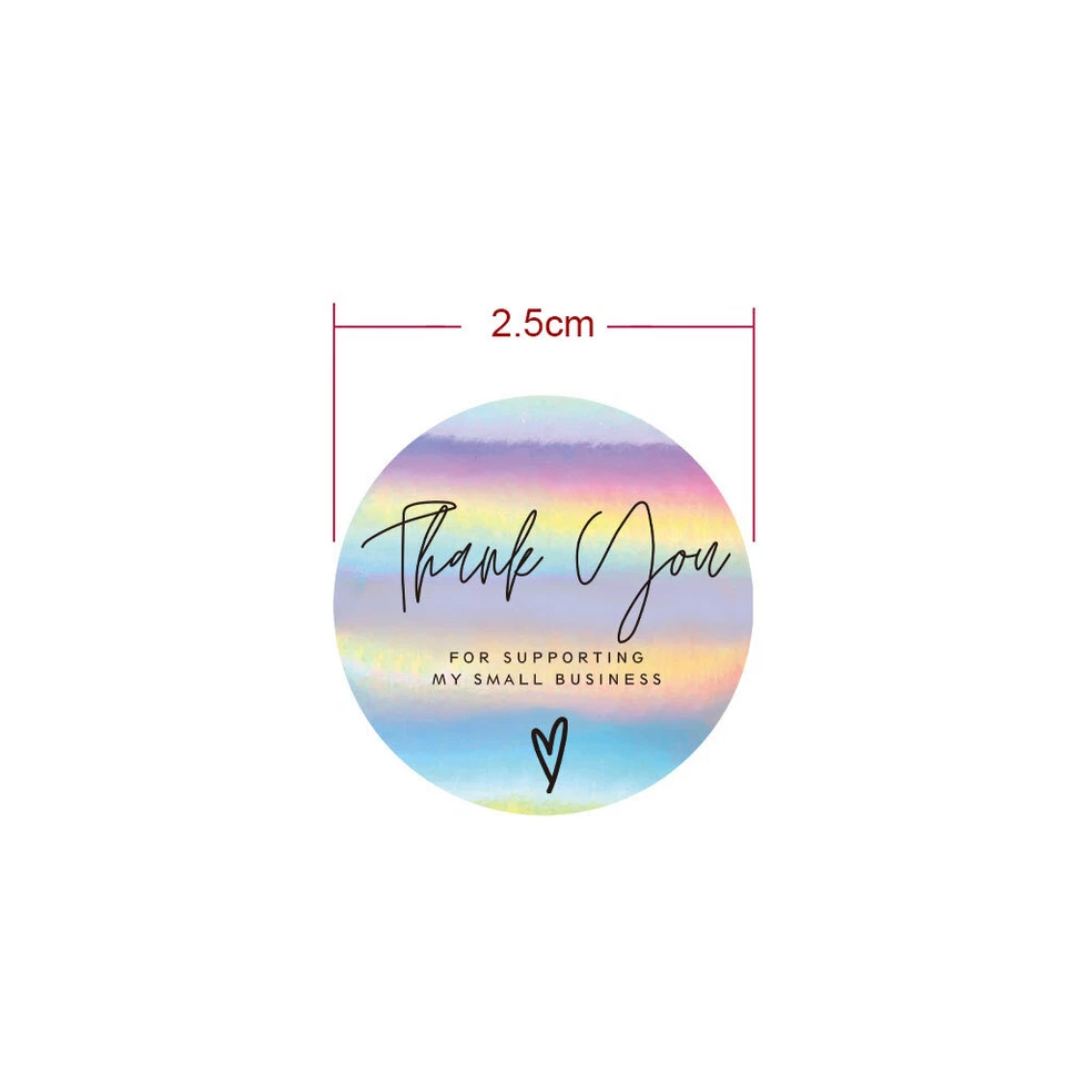 500Pcs Thank You Sticker 1inch Rainbow Laser Small Business Stickers Label - Image 3 of 4