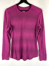 Seg'Ments Women's Ombre Purple L/S Crew Neck 100% Merino Wool Pullover Small S