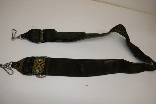 Cinturino per fotocamera in tessuto e pelle verde, oro, nero tono argento fibbia e ganci - Foto 3 di 3