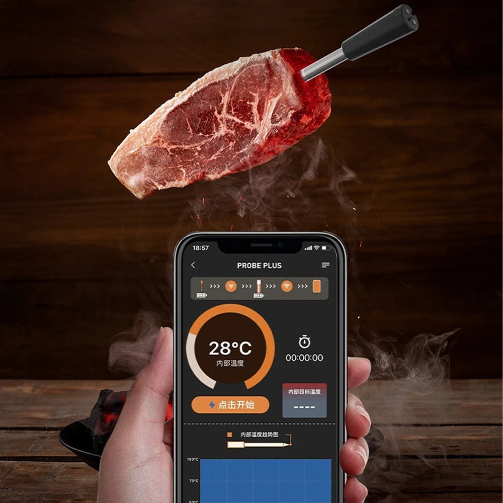 Smart Meat Thermometer with Bluetooth | 165ft Wireless Range FM212/FM205