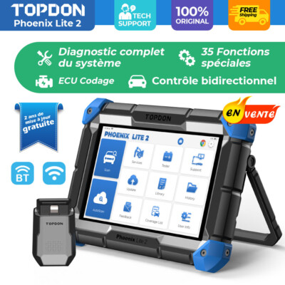 Scanner Diagnostic Auto TOPDON Phoenix Lite 2 - OBD2, 35+ Fonctions, écran 8 Pouces, Mise à Jour 2 Ans
