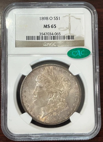 1898 O $1 Morgan Silver Dollar NGC MS65 CAC Toned