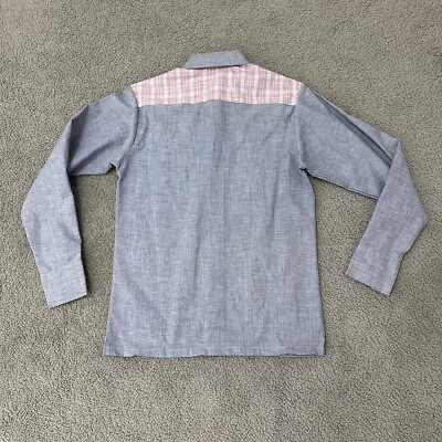 VTG 70s Scene III Da Vinci Mens Western Chambray Two Tone