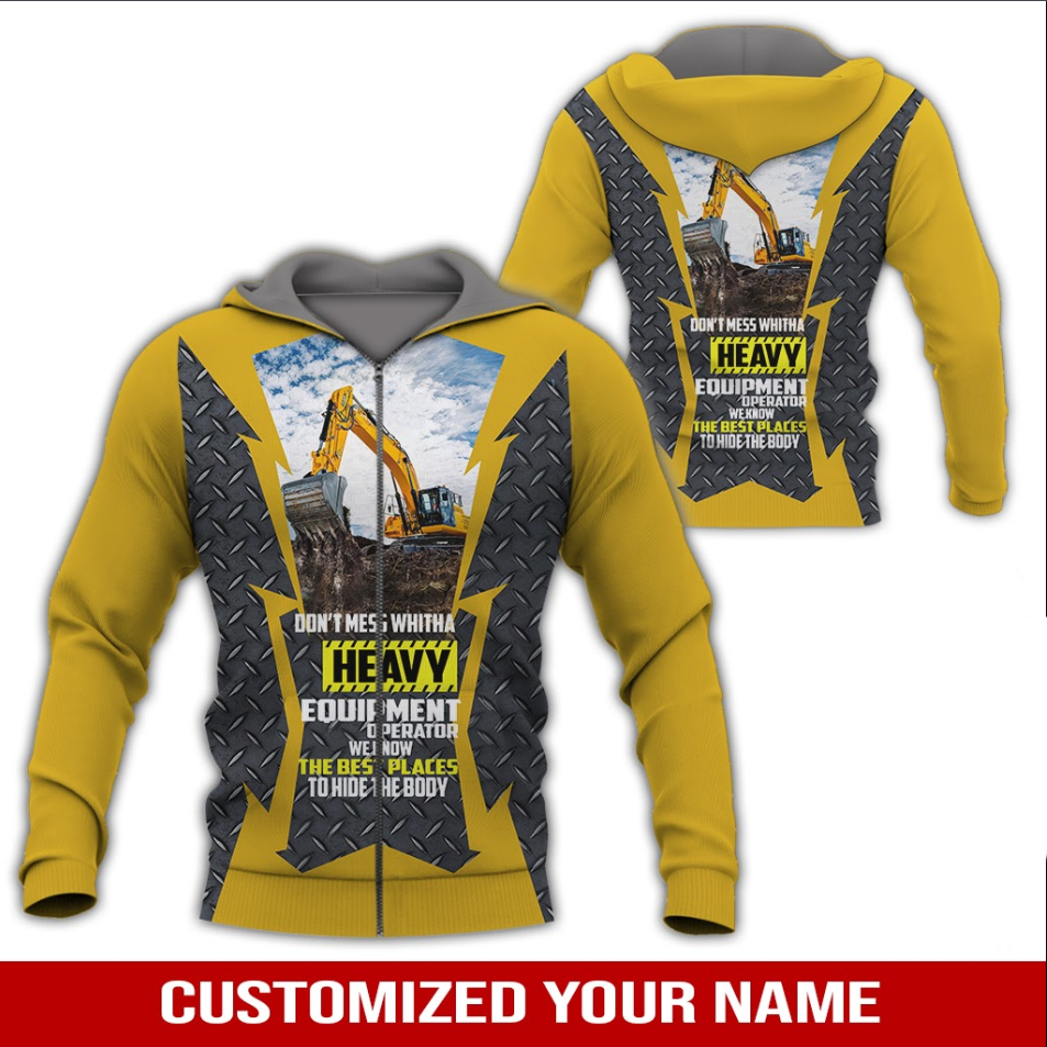 3d hoodie, Personalized EXCAVATOR HEAVY EQUIPMENT Hoodie, gift for men