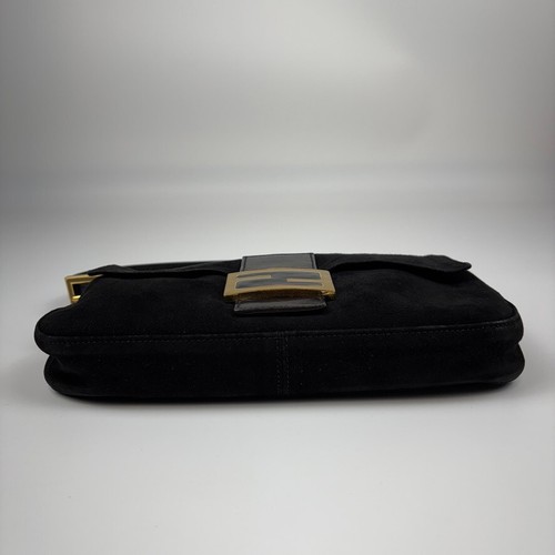 Auth FENDI Mamma Baguette Suede Black Gold Vintage z91 - Picture 6 of 22