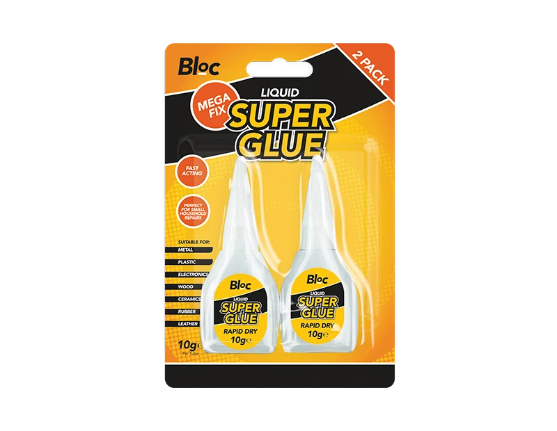 New 2 Pack SUPER GLUE Strong Bond Adhesive Plastic Glass Wood Rubber Metal 10g