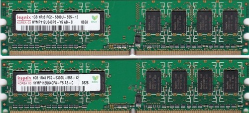 2GB 2x1GB PC2 5300 DDR2-667 HYNIX HYMP112U64CP8-Y5 AB-C Desktop Ram Memory Kit - Picture 4 of 7