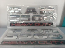 2PC SET Front Door Emblems Badges Fits For RAM 3500 HEAVY DUTY Chrome Silver Red