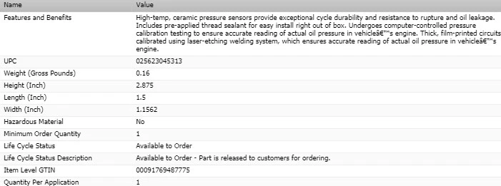 STANDARD Oil Pressure Switch for 2005-2008 GMC ENVOY - Image 2 of 4