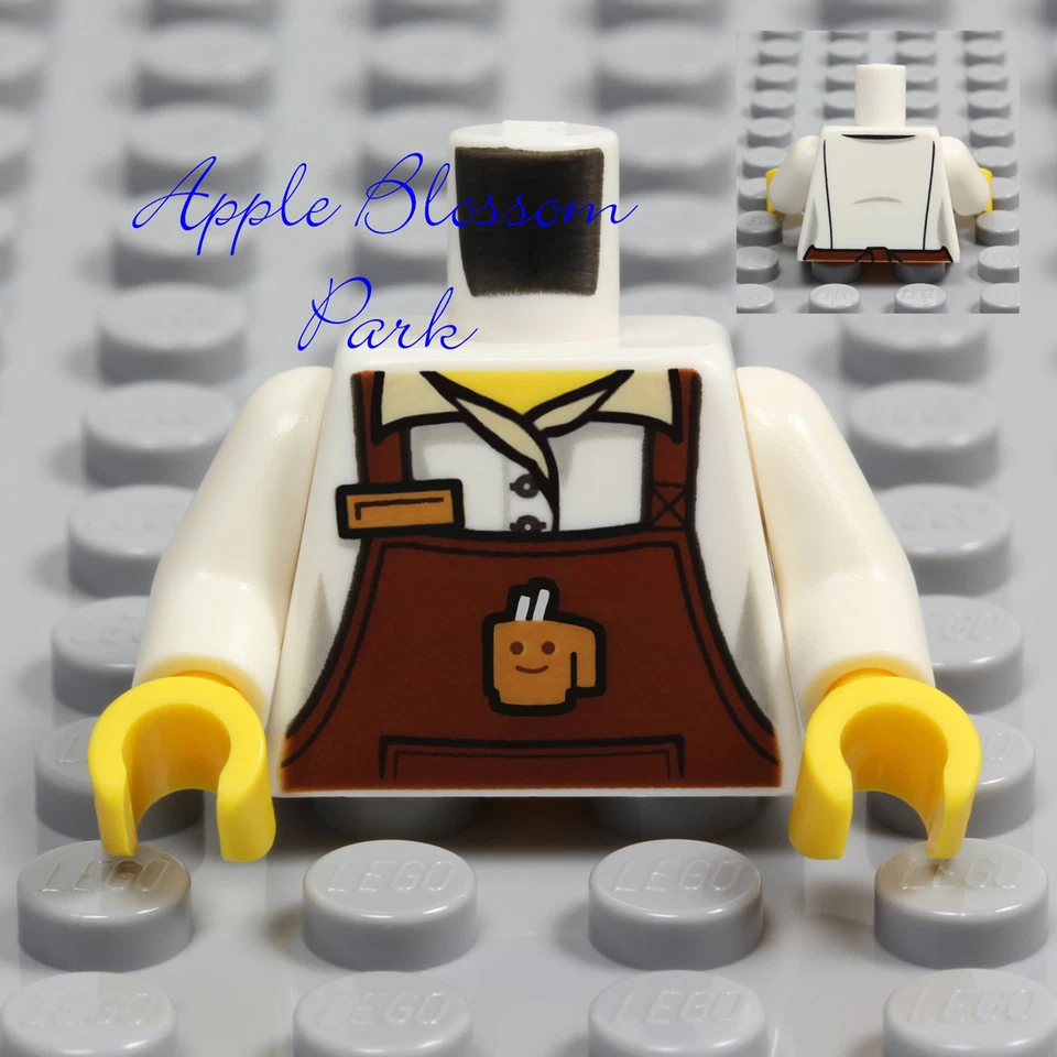 NUEVO Lego Barista MINIFIGURA TORSO Hombre/Mujer Niño/Niña Camisa Blanca Taza Café Delantal Foto 4 de 4