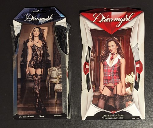 Lot of 2 Dreamgirl Lingerie Sets - Homeroom Hottie & Black Lace Fishnet - NEW - Picture 2 of 5