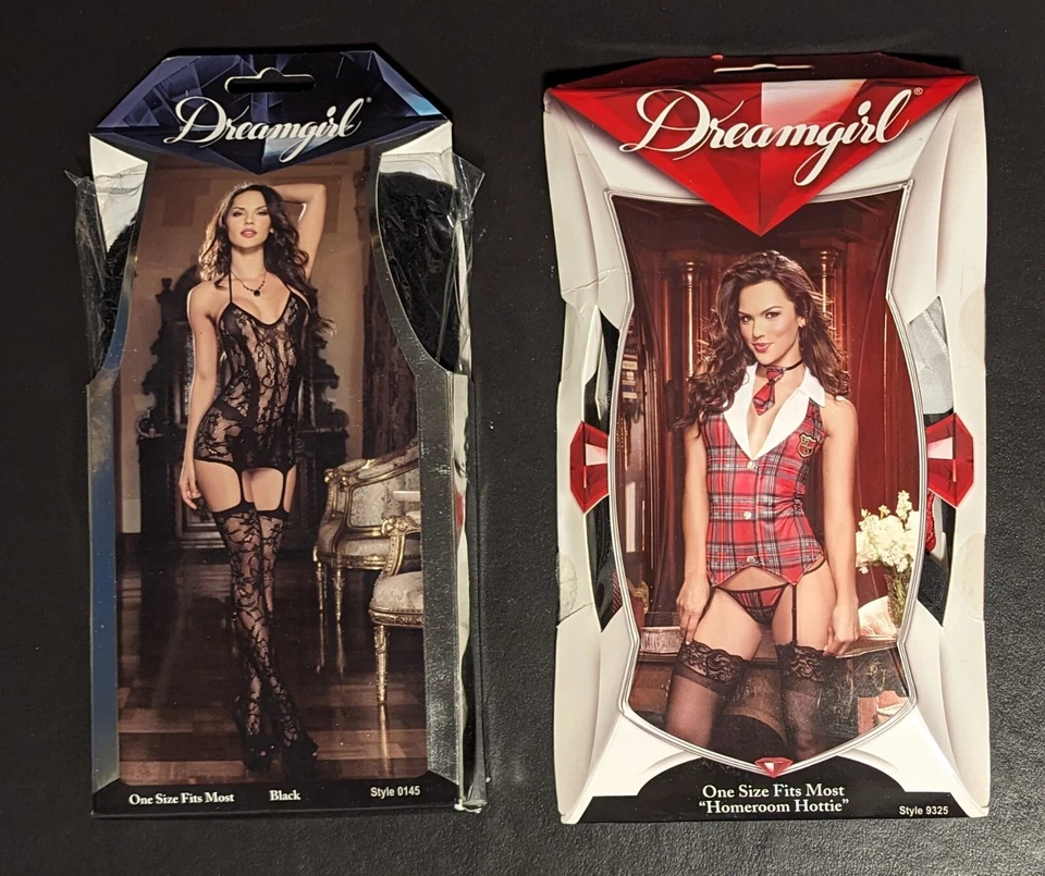 Lote de 2 conjuntos de lencería Dreamgirl - Homeroom Hottie y red de encaje negro - NUEVO Foto 2 de 4