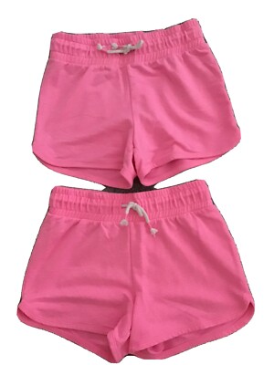 LOT 2 GIRLS IDENTICAL CAT & JACK SIZE L 10 12 PINK SHORTS ATHLETIC STRETCH NICE!
