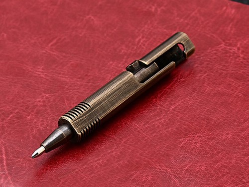 Mini Pocket Brass Bolt Action Ball Pen w/ 2pcs Refills Outdoor Camping EDC Tool - Picture 10 of 12