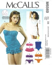 McCall's M6569 Ruffled Swimsuits, Bikinis & Cover Up Sz 12-20 UNCUT Pattern