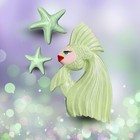 Lady Fish + Starfish Chalkware Set - Retro Beach House Decor
