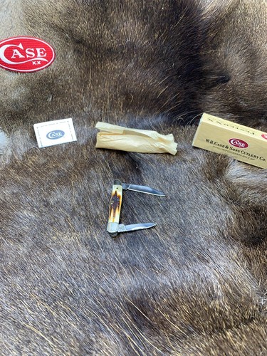 1996 Case R5208 SS Half Whittler Knife With Red Stag Handles Mint In Box P413 - Picture 19 of 24