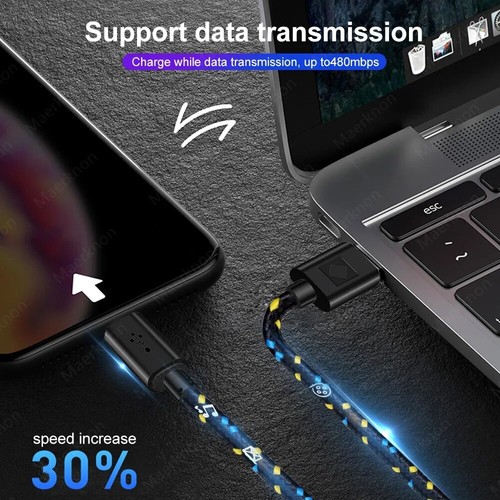 Random Color Micro USB Cable 2.4A Fast Charging Nylon Braided Data Sync Cord - Picture 3 of 8