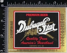 Dubuque Star Beer Label - IOWA