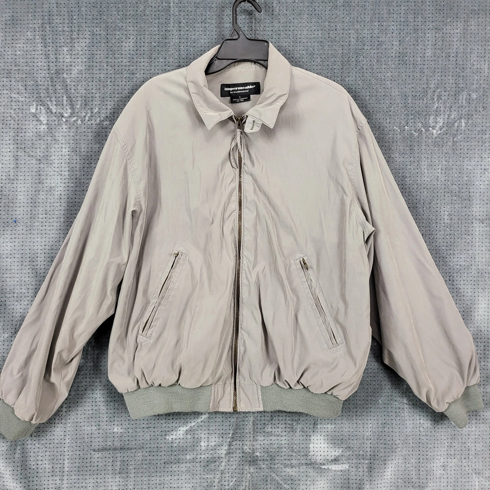 Impermeable By Weatherproof Full Zip Wind Breaker Jacket Men's Large Gray Pocket