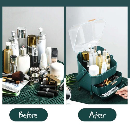 Voltsify Green Elegant Makeup Storage Organizer Box with Drawers and Handle - Bild 4 von 6