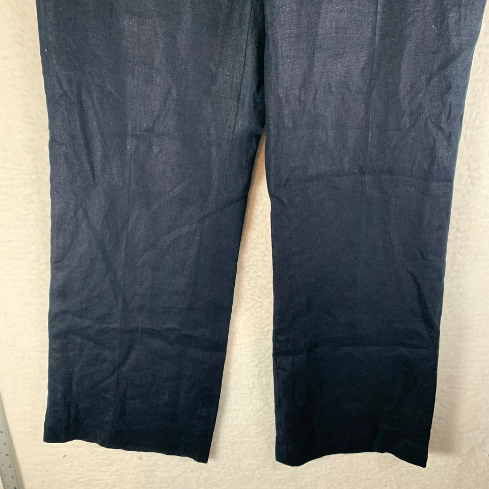 CHAPS Women's Wide Leg Navy Casual Dress Trouser Pants 100% Linen Size 6 9528 - Image 3 of 4