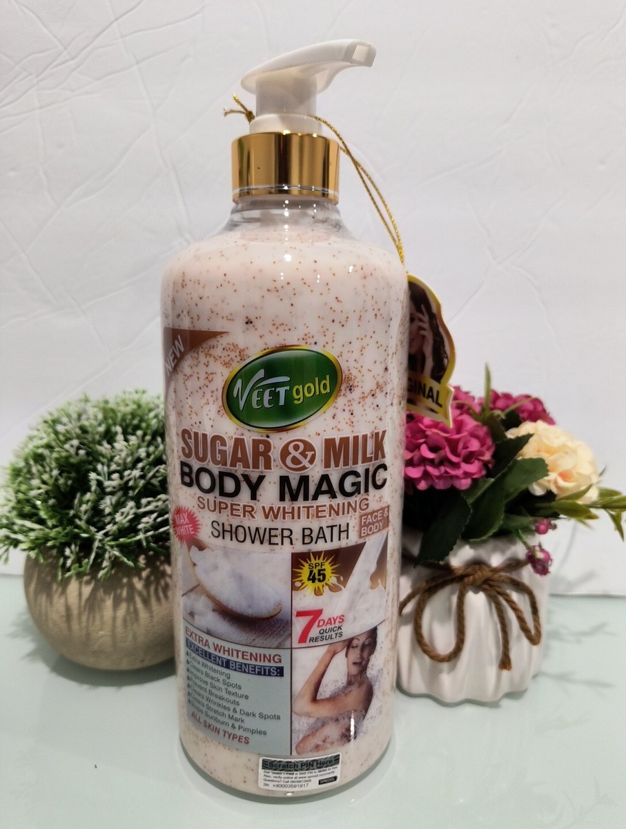magic lotion extra whitening glutathione Veet Gold Sugar And Milk Body Super Shower Bath Gel Spf 45 Ishigaki Food Supplement for Weekly Face Mask Size:11 oz
