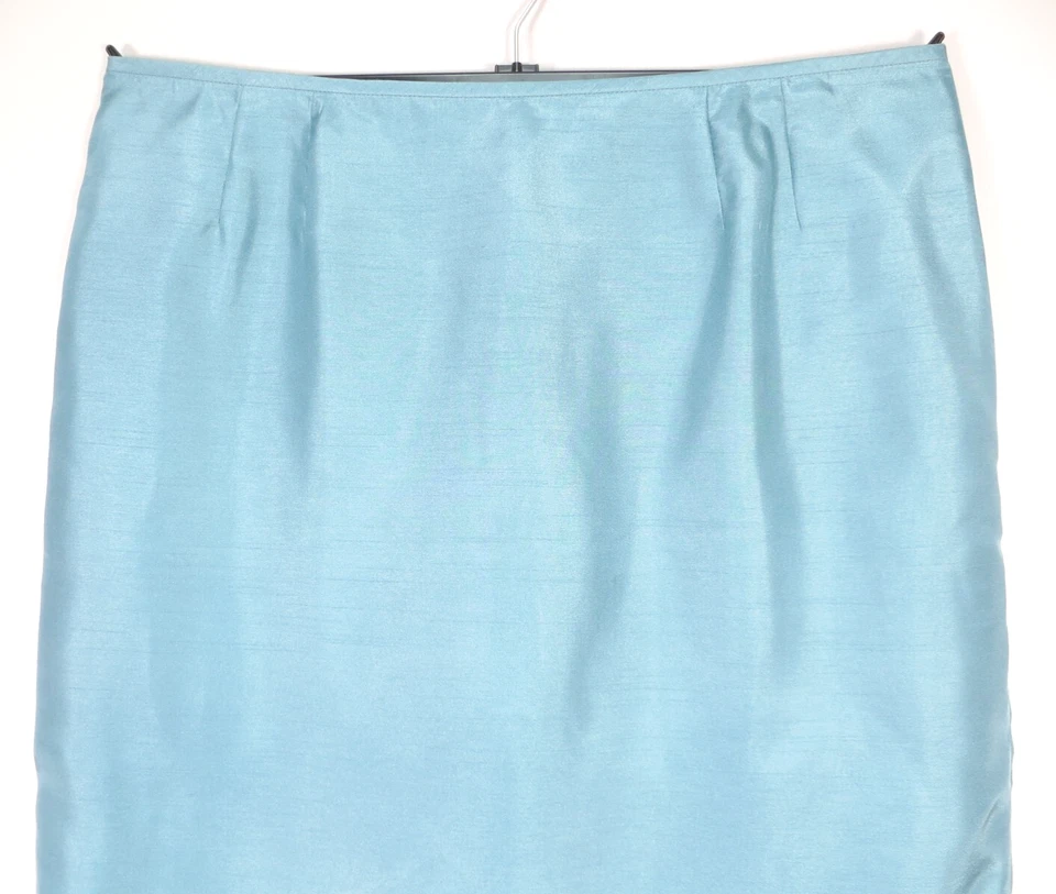 LE SUIT Womens Polyester Taffeta Career Pencil Skirt Glossy Solid Arctic Blue 18 - Image 3 of 4