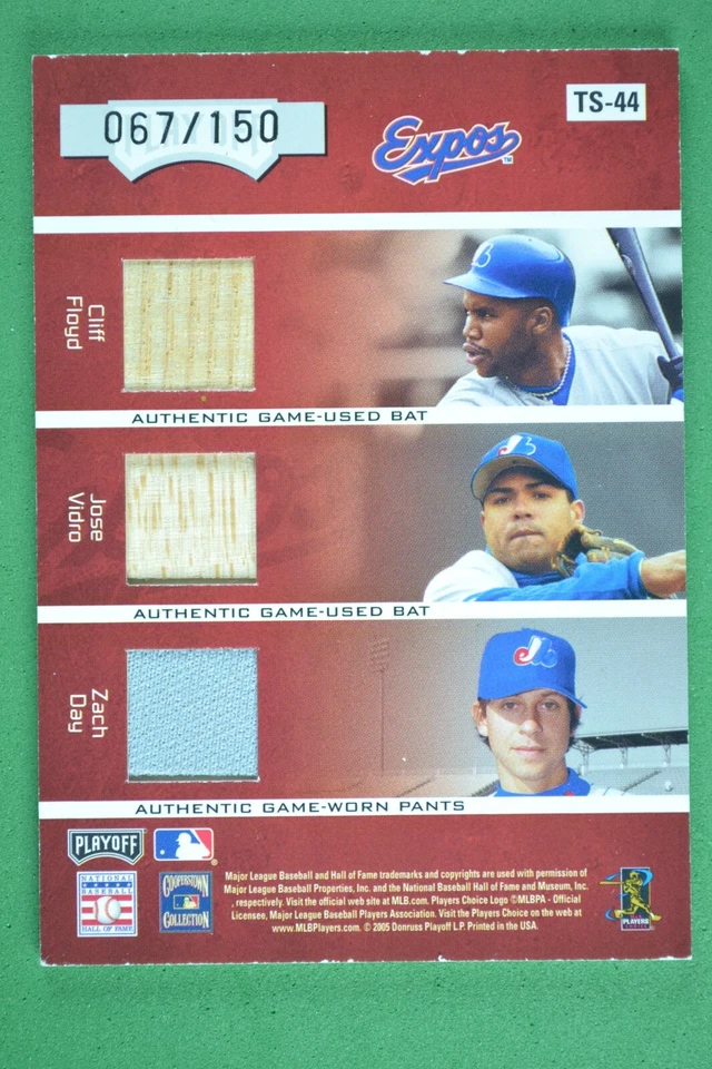 Pérez/Blanco/Vidro 2005 Playoff Absolute Memorabilia Team Six Expos Reliquia/150 Foto 2 de 2