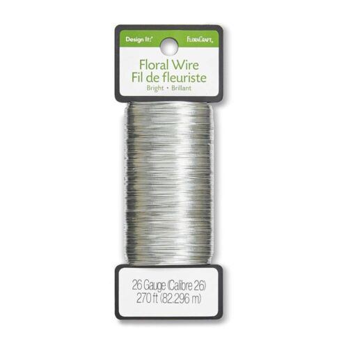 Flora Craft 26 Gauge Floral Wire 1080 Feet Bright Silver, 4pcks of 270ft Wire - 第 1/6 張圖片