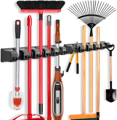 2 Pack Mop and Broom Holder, Wall Mounted Organizer Mop and Broom Storage Tool R