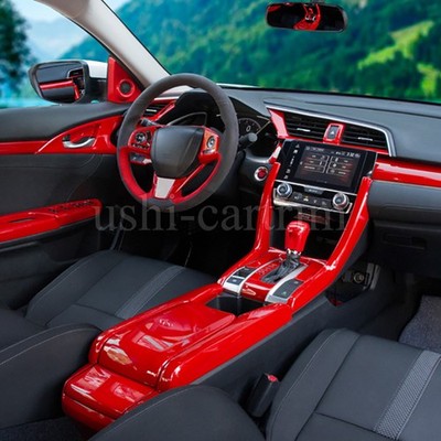 Red Interior Gear Shift Box Strip Cover Trim For Honda Civic 10th Gen 2016-2021