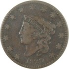 1829 Large Letters Coronet Head Large Cent F Fine Copper Sku:I19717