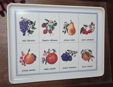 Vintage Melamine Serving Tray Fruit Pattern Made In USA Naslico 70s Retro Kitch