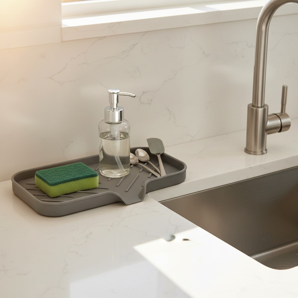 Multi-Functional Silicone Soap Dish & Sponge Organizer for Kitchen & Bath