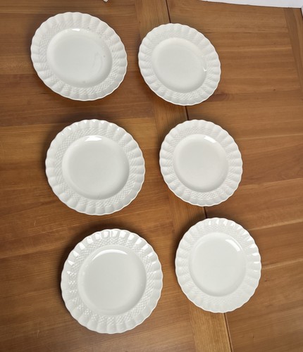 6 Copeland Spode 7 3/4” Plates Chelsea Wicker White Salad Vintage READ