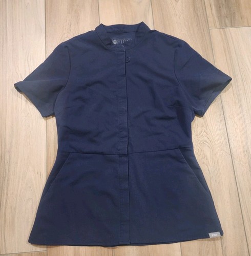 FIGS Technical Collection Women's Navy Blue Solid Medical Scrub Top Size Small