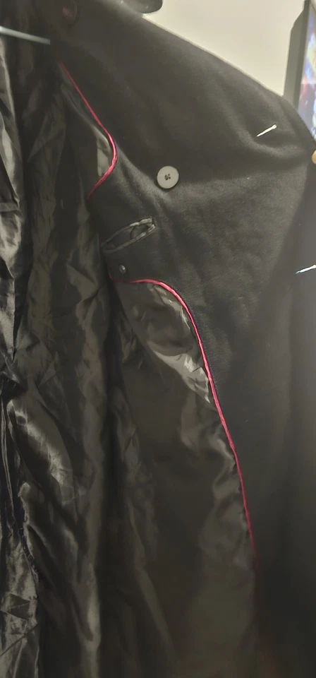 MERONA WOOL POLY BLEND Trench Coat DOUBLE BREASTED JACKET BUTTON Down Med Reg - Image 4 of 4