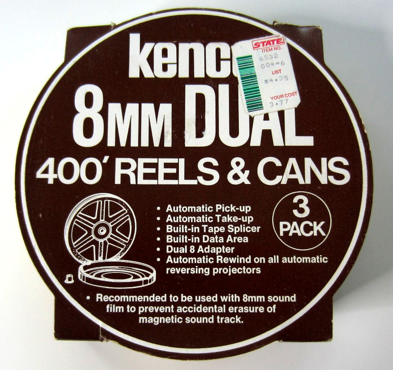 NIB Vintage 3-pack 8mm Dual 400'  Kenco 400 Reels & Cans Super 8 & Reg 8 Film