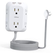 Surge Protector Outlet Extender, 6 Outlet Splitter 1-Pack White wiht 5FT Cord