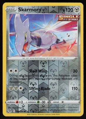 Skarmory Common SWSH08: Fusion Strike 182/264 NM Reverse Holo