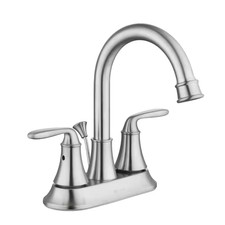 New Bathroom Faucet 4 in Centerset 2-Handle High-Arc Brushed Nickel Lavatory