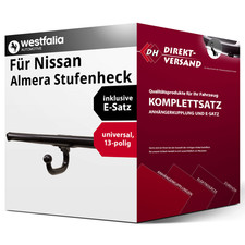 Für Almera Stufenheck I Typ N15 Anhängerkupplung starr + E-Satz 13pol neu