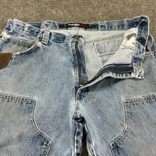 Wrangler Jeans Mens 38x30 Blue Riggs Carpenter Double Knee Light Wash Distressed