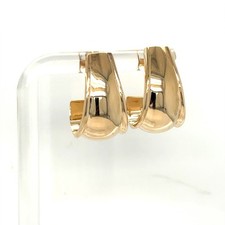 14k Yellow Gold 13/16 High Wide Tapered J Hoop Earrings 4 Grams