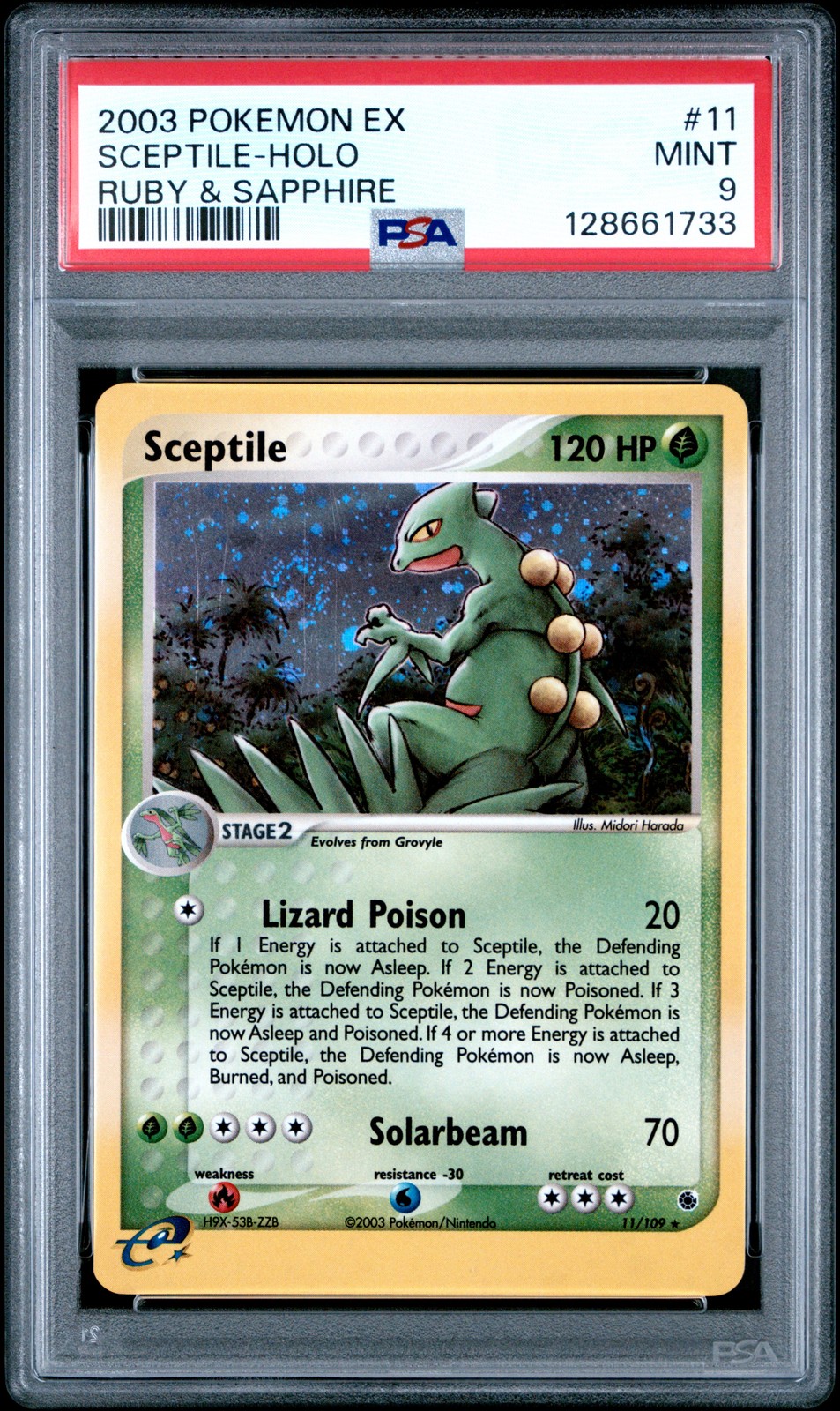 2003 POKEMON EX RUBY & SAPPHIRE #11 SCEPTILE-HOLO PSA 9