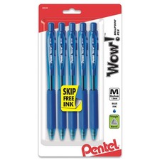 Pentel Wow Retractable Ballpoint Pen Triangular Grip 5 Count Blue 1.0mm