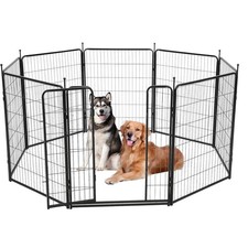 Dog Playpen Outdoor 8 Panels Pet Dog Fence Exercise Pen with Door 32x40 Inch