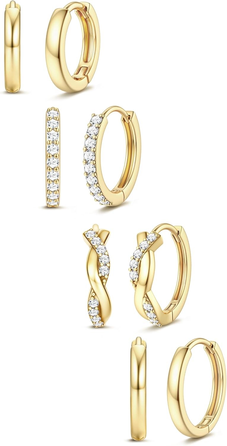 Small Gold Hoop Earrings for Women Trendy 14K Gold Plated Huggie Earrings